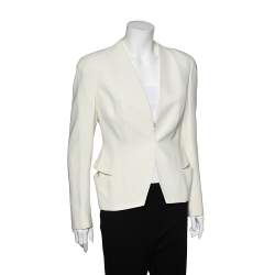 Pre Owned Alexander McQueen Cream Crepe Blazer M 