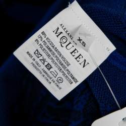 Pre Owned Alexander McQueen Blue Knit & Spine Lace Jacquard Leggings XS