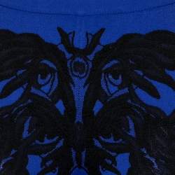 Pre Owned Alexander McQueen Blue Knit & Spine Lace Jacquard Leggings XS