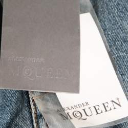 Pre Owned Alexander McQueen Navy Blue Denim Side Stripe Jeans S
