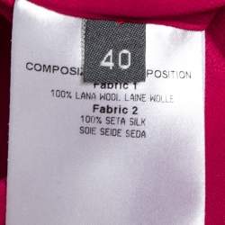 Pre Owned  Alexander McQueen Fuschia  Crepe Ruffle Trim Bow Neckline Detail Dress S