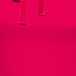 Pre Owned  Alexander McQueen Fuschia  Crepe Ruffle Trim Bow Neckline Detail Dress S