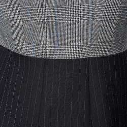 Pre Owned Alexander McQueen Black Patchwork Leaf Crepe Wool Asymmetrical Jacket M