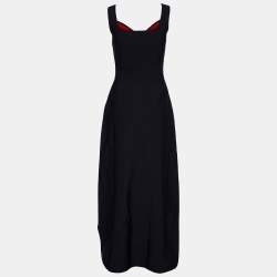 Pre Owned Alexander McQueen Black Knit Asymmetric Sleeveless Dress S