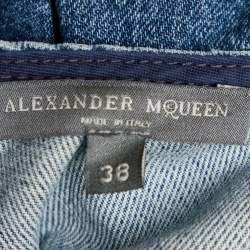 Alexander McQueen Blue Denim Flared Sleeveless Dress S