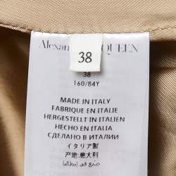Pre Owned Alexander McQueen Beige Gabardine Belted Peplum Trench Coat S