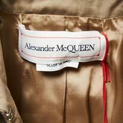 Pre Owned Alexander McQueen Beige Gabardine Belted Peplum Trench Coat S