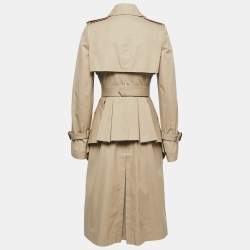 Pre Owned Alexander McQueen Beige Gabardine Belted Peplum Trench Coat S
