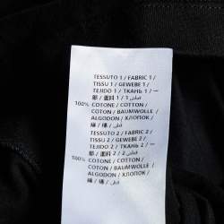 Pre Owned Alexander McQueen Black Cotton Knit Pleated Cut Out Balloon Sleeve Top M