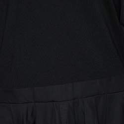 Pre Owned Alexander McQueen Black Cotton Knit Pleated Cut Out Balloon Sleeve Top M