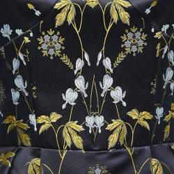 Alexander McQueen Navy Blue Floral Jacquard Sleeveless Gown S