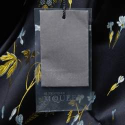 Alexander McQueen Navy Blue Floral Jacquard Sleeveless Gown S