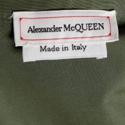 Pre Owned Alexander McQueen Military Green Cotton Belted Shirt M