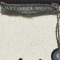 Pre Owned Alexander McQueen Black/White Floral Patterned Knit Bodycon Dress S