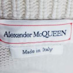 Pre Owned Alexander McQueen Ivory Cashmere Knit Peplum Scoop Jumper XS