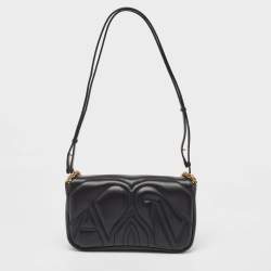 Alexander McQueen Black Leather Small The Seal Shoulder Bag