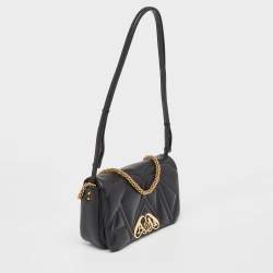 Alexander McQueen Black Leather Small The Seal Shoulder Bag