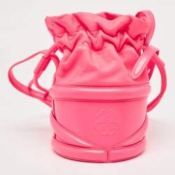 Alexander McQueen Neon Pink Leather The Soft Curve Bucket Bag