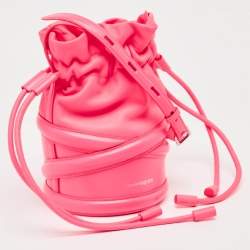 Alexander McQueen Neon Pink Leather The Soft Curve Bucket Bag