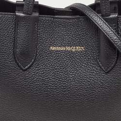 Alexander McQueen Black Leather Mini Shopper Tote