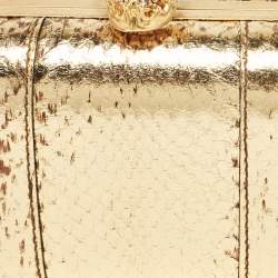 Alexander McQueen Metallic Gold Python Skull Box Clutch