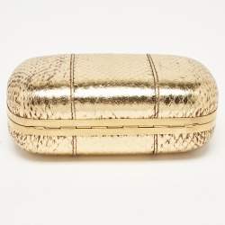 Alexander McQueen Metallic Gold Python Skull Box Clutch