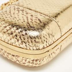 Alexander McQueen Metallic Gold Python Skull Box Clutch