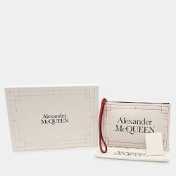 Alexander McQueen White Leather Large Logo Wristlet Pouch