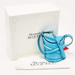 Alexander McQueen Blue Leather Mini The Curve Bucket Bag