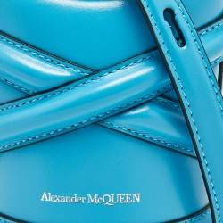 Alexander McQueen Blue Leather Mini The Curve Bucket Bag