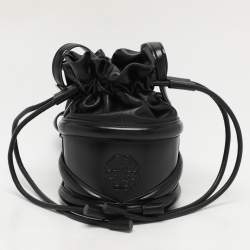 Alexander McQueen Black Leather The Soft Curve Drawstring Bucket Bag