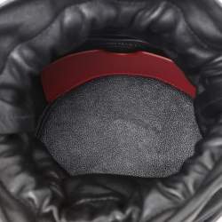 Alexander McQueen Black Leather The Soft Curve Drawstring Bucket Bag