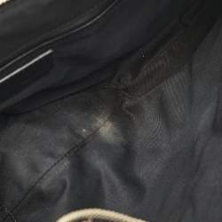 Pre Owned Alexander McQueen Black/Beige Printed Satin and Leather De Manta Clutch