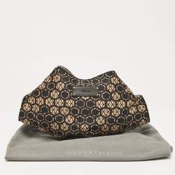 Pre Owned Alexander McQueen Black/Beige Printed Satin and Leather De Manta Clutch
