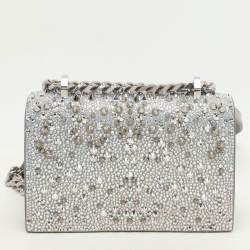Alexander McQueen Grey Embellished Suede Mini Jewelled Shoulder Bag