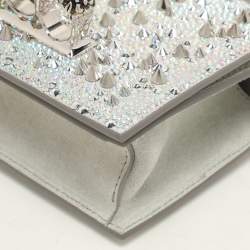 Alexander McQueen Grey Embellished Suede Mini Jewelled Shoulder Bag