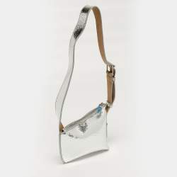 مملوكة مسبقًا حقيبة الماركة أليكساندر مكوين ت بار جلد متشقق فضي صغيرة