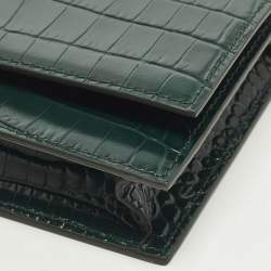 مملوكة مسبقًا حقيبة كلتش ألكسندر ماكوين جلد محفور بنقشة التمساح خضراء جمجمه سلسلة