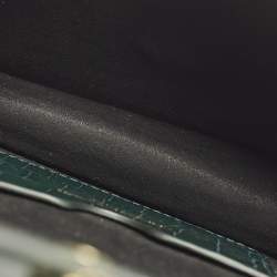 مملوكة مسبقًا حقيبة كلتش ألكسندر ماكوين جلد محفور بنقشة التمساح خضراء جمجمه سلسلة