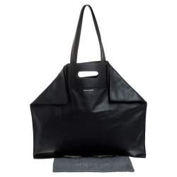 Pre Owned Alexander McQueen Black Leather De Manta Tote