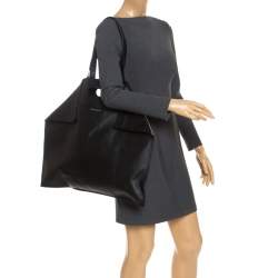 Pre Owned Alexander McQueen Black Leather De Manta Tote