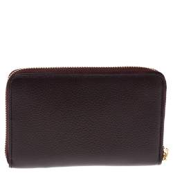 Alexander McQueen Burgundy Leather Zip Around Compact Wallet