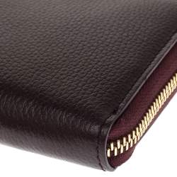 Alexander McQueen Burgundy Leather Zip Around Compact Wallet