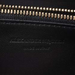 Alexander McQueen Burgundy Leather Zip Around Compact Wallet