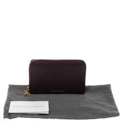 Alexander McQueen Burgundy Leather Zip Around Compact Wallet