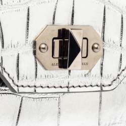 Alexander McQueen Silver Croc Embosed Leather Card Holder