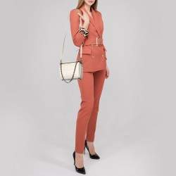 Pre Owned Alexander McQueen White Leather and Tweed Box 19 Crosssbody Bag