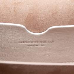 Pre Owned Alexander McQueen White Leather and Tweed Box 19 Crosssbody Bag