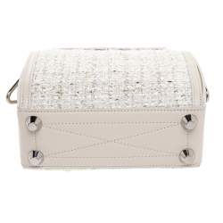 Pre Owned Alexander McQueen White Leather and Tweed Box 19 Crosssbody Bag