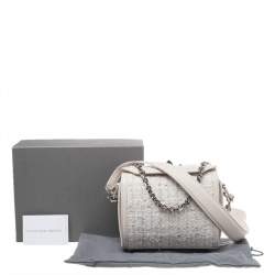 Pre Owned Alexander McQueen White Leather and Tweed Box 19 Crosssbody Bag